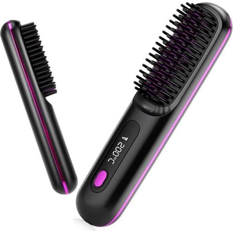 1 Brosse lissante sans fil, technologie ionique, 3 réglages chaleur, batterie 2000mAh, port USB-C, pour voyage et retouches (1/5)