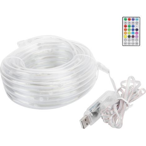 10 Meter lange RGB-LED-Lichterkette, wasserdicht, USB-betrieben, mit mehrfarbiger Fernbedienung für den Außenbereich (1/5)
