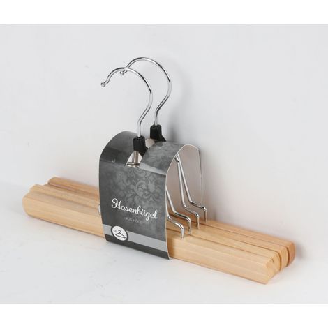 12x 2er-Set Holz-Hosenbügel 24 Stück Röcke aufhängen Kleiderschrank 25cm (1/2)