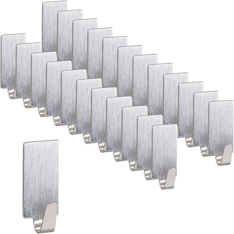 Set of 24 rectangular adhesive hooks