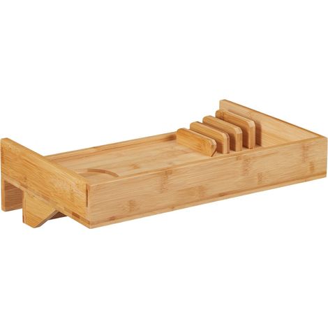 Comodino sospeso moderno contenitore flessibile 60 x 30 x 10 cm in bambù naturale 130004492