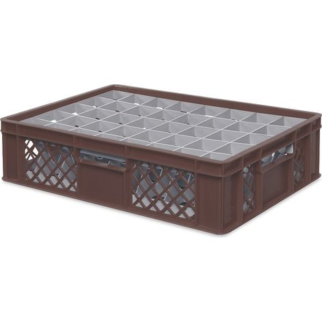 BRB Gläserkiste 600x400 mm für 15, 24, 33 oder 40 Gläser, farbig (Braun, für 40 Gläser Ø 67 mm, Glashöhe max 122 mm)