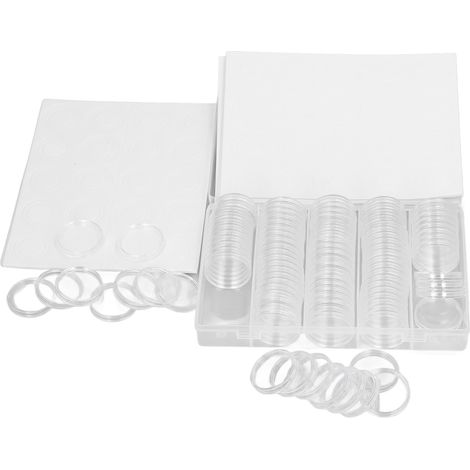 100 Münzkapseln (17 bis 30 mm), 5 Größen, transparente Schutzhülle mit Schaumstoffdichtung. (1/5)
