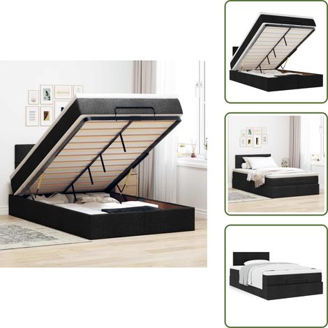 vidaXL Lit ottoman avec matelas noir 120x190 cm tissu (1/5)