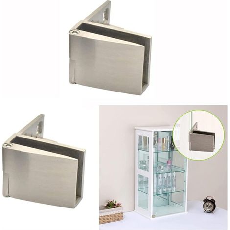 1 paire de charnière de porte en verre sans cadre armoire d’affichage de vin charnière de porte en verre, adapté pour 3-5mm (1/4)