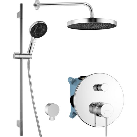 kielle Oudee - Set de douche avec mitigeur encastré, 2 sorties, avec accessoires et corps d’encastrement, chrome 20602SP10 (1/5)