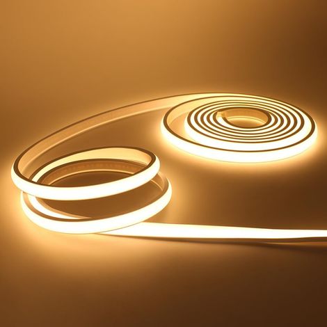 Bandeau LED COB 220V, IP65 étanche Flexible néon LED Strip 288 Leds/m Bandes à LED Ruban pour DIY Chambre, Cuisine, Exterieur Maison Décoration. Blanc chaud,2M (1/5)