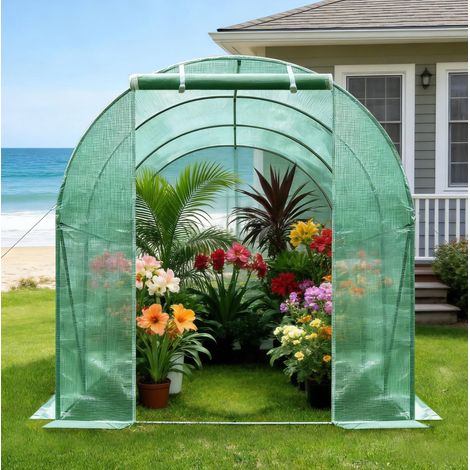 Gewächshaus mit Reißverschlusstür 300x200x190 cm OKMYHOME (1/5)