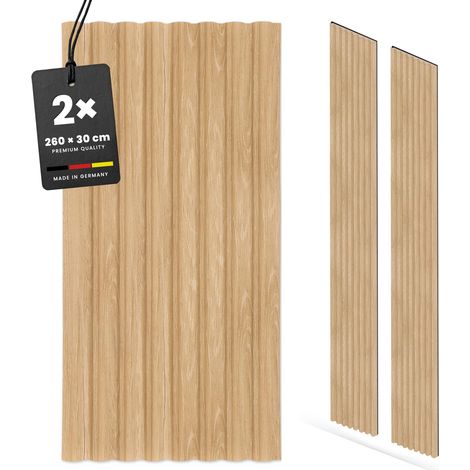 KGM Akustikpaneele Curve Eiche Natur 30x260 cm 2er Set MDF Wandpaneel