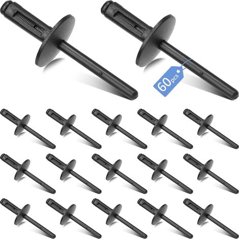 60 pcs 6 mm Clips de garniture de jante pour voiture Pare-chocs Garde-boue Rivets aveugles en plastique pour X1 X3 X5 X6 Z4 Coupé E90 E91 E84 E83 E53 E70 F15 F85 E71 E72 E86 E85 R60 (51717002953) (1/5)