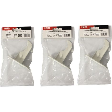 Lot de 3 supports à visser pour radiateur en fonte type rideau - longueur axe 65 mm - longueur totale 90 mm - Ram (1/3)