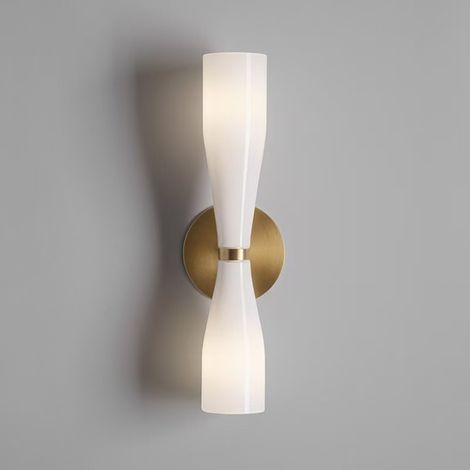 Applique Murale en Laiton Massif avec Abat-jour en Verre Blanc Laiteux – Luminaire Décoratif pour Salon, Couloir, Escalier et Chambre à Coucher, Finition Cuivre Naturel (1/2)