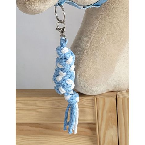 Laisse en corde pour cheval de loisir - Blanc et bleu (1/3)
