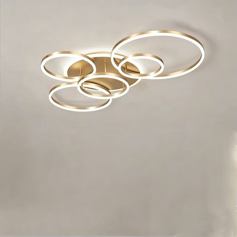 Lampe plafonnier LED acrylique anneau – 3 modes d’éclairage – usage intérieur salon et chambre,Or (1/5)