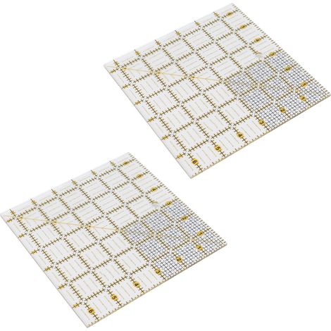 2 Stück Quiltlineal, zweifarbiges Acryl-Stoffschneidelineal mit Rasterlinien zum Quilten und Nähen (1/5)