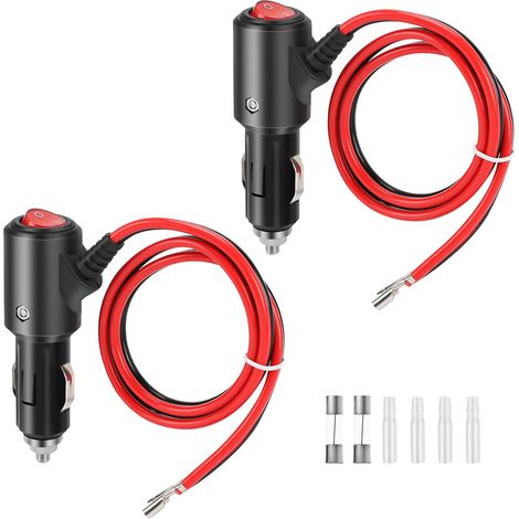 12V/24V Zigarettenanzünder-Steckeradapter mit 55cm 14AWG Verlängerungskabel, 15A Sicherungsschalter, für Boots- und Auto-Wechselrichter (2 Stück) (1/5)
