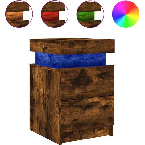 Maison Exclusive - Nachttisch mit LED-Leuchten Räuchereiche 35x39