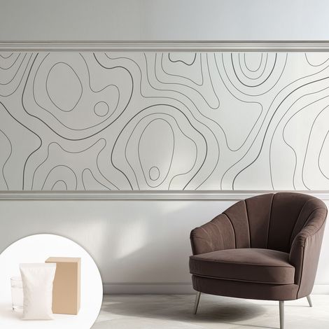 Fototapete - Tapete Vliestapete mit Kleber - Wandtapete Moderne Wandbild Schlafzimmer Wohnzimmer Fließende Linien 250x104 cm (1/5)