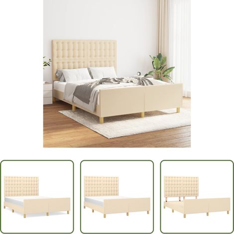 Kopfteil - Bettgestell ohne Matratze Creme 140x200 cm Stoff (1/5)