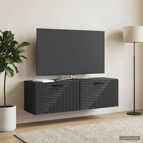 Wandmontierter TV-Schrank Schwarz 98 x 31 x 30 cm Holzwerkstoff (1/5)