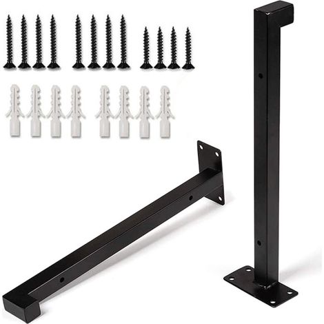 SABIR 2PCS Support d'Étagère Mural Rétro30cm Équerre pour Étagere Murale Industrielle Equerre Mural Support Noire Équerre Fixation Étagere Métal pour Cuisine Atelier Boutique, Charge Maximale 35kg (1/5)