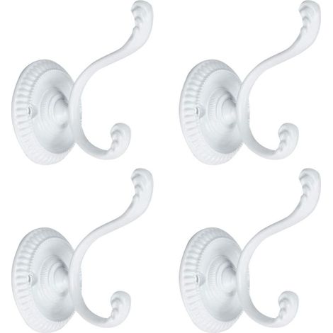 CCYKXA Kleiderhaken, Wandmontage, Bademantel, Handtuchhaken, Badezimmer, Küche, Türhaken, Zinklegierung, mit Schrauben, Weiß, 4 Stück