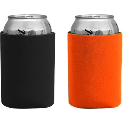 Set di 2 porta lattine termici, in neoprene, per birra, bottiglie, con isolamento extra spesso, per bevande analcoliche, 9,512,5 cm, nero+arancione. (1/5)