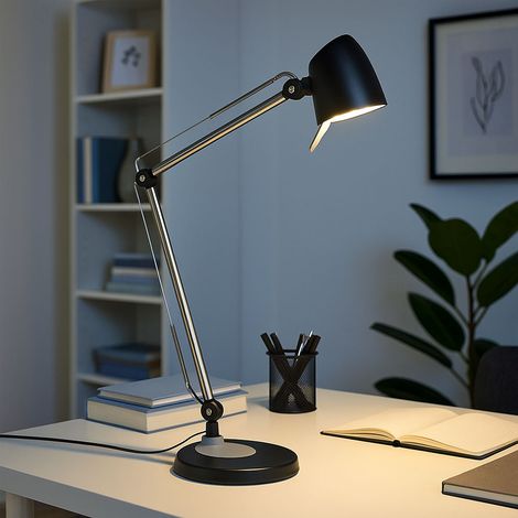 Lampada da tavolo Lampada a parete Lampada a morsetto Lampada da tavolo Touch Lampada snodata a 4 livelli orientabile, metallo nero argento, LED 5W 700Lm, LxH 16,7x70 cm (1/5)