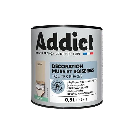 Pintura acrílica satinada Castor para paredes y carpintería 0.5L.