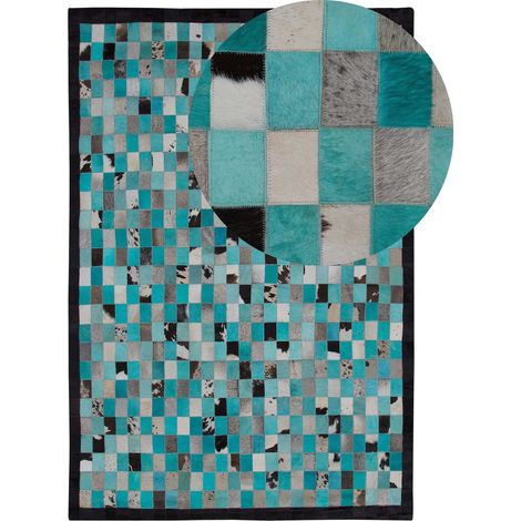 Teppich NIKFER Türkis 160 x 230 cm Echtleder