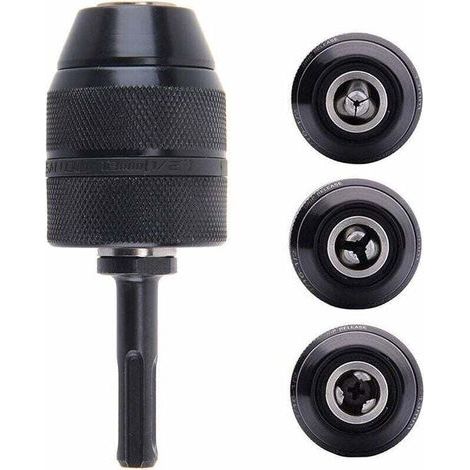 SDS Plus-Adapter, Schnellspann-Bohrfutter mit Selbstspannfunktion, 2–13 mm, robustes professionelles Bohrfutter, 1/2–20UNF, Schnellspann-Bohrfutter ohne Schlüssel, mit SDS-Adapter (1/4)