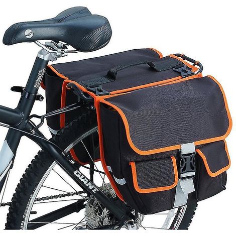 Tragbare, wasserabweisende Fahrradtasche – Fahrradtaschen mit reflektierenden Details, schwarze Satteltaschen für hinten – 30,5 x 10 x 28 cm (1/5)