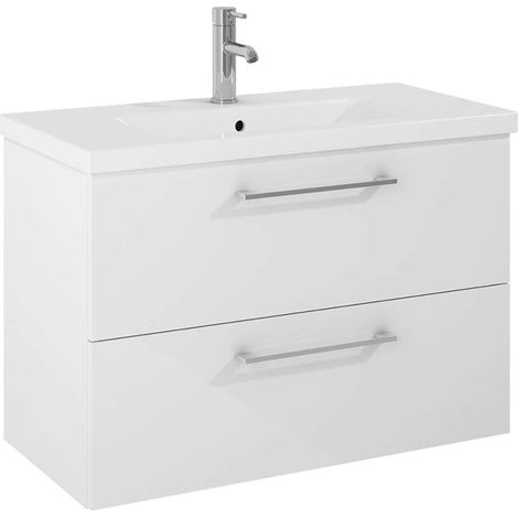 Jika Ponta - Meuble pour lavabo, 80 x 53 x 38 cm, 2 tiroirs, blanc H40J5244025001 (1/2)