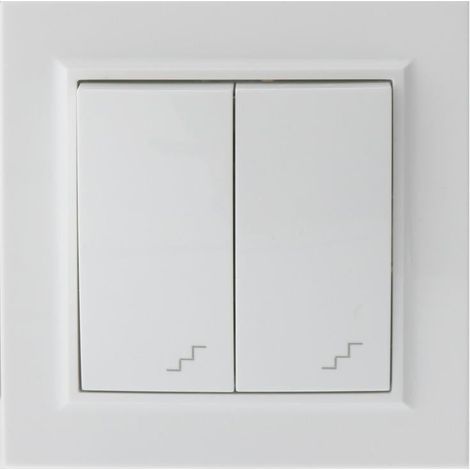 IluminaShop - Interruptor Empotrable Doble Conmutado Blanco Marco Incluido IP20 Serie wLine