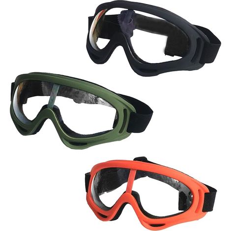 Lot de 3 Lunettes de Protection Lunettes de Vélo Enfant Anti-buée -Réglables Lunette Protection Bricolage Lunettes de Sécurité pour Le Pour Garçon et Fille