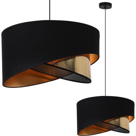 LAMPADA A SOSPENSIONE ASTI SLANT NERA 1 PARALUME NERO-ORO PIATTO TS