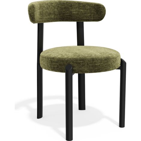 Lot de 2 chaises en tissu tramé toucher doux vert vintage NOMA (1/5)