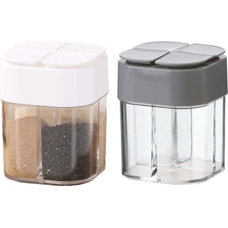 Pot à épices multifonctionnel portable 4 en 1 pour la cuisine, contenant huile, sel et sel. (1/5)