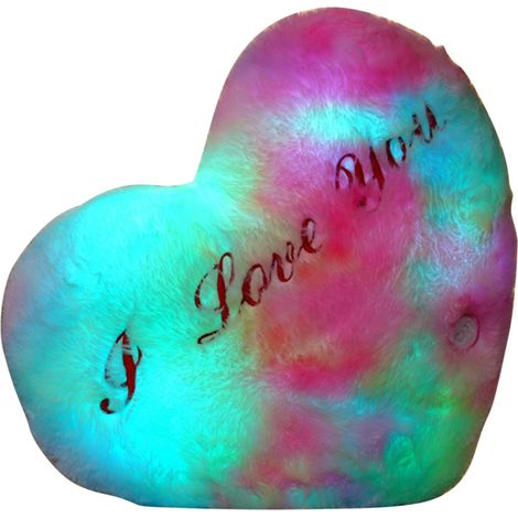 Oreiller En Forme De Coeur - Oreiller LED À Changement De Couleur - Décoration Lumineuse Pour Canapé Lit Bureau - 40 x 35 cm - 1 Pièce (1/5)