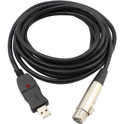 Câble microphone USB 2.0 de 3 m avec convertisseur audio pour l'enregistrement de chant-2X300CM-Black