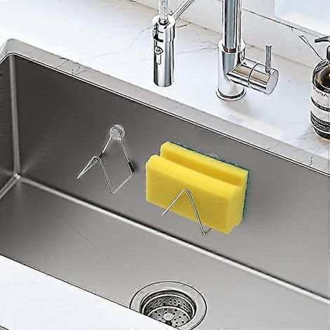 Porte-éponge magnétique en acier inoxydable pour évier de cuisine, porte-éponge multifonction, accessoire de cuisine, non perforé, fixation murale.