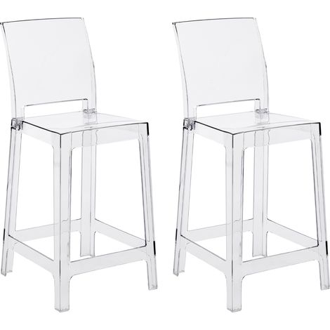 Conjunto de 2 sillas de bar transparentes plástico taburete de cocina sillas altas Wellington (1/5)