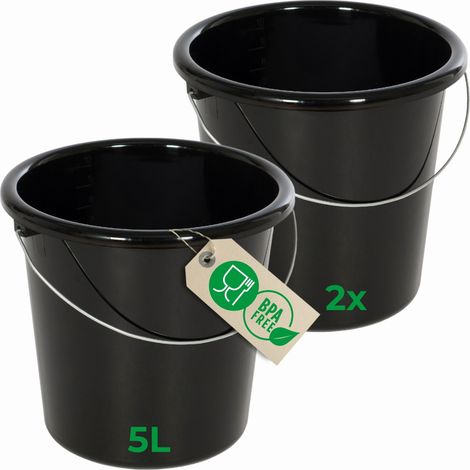 2x Novaliv Putzeimer mit Maßeinteilung, Griff aus Metall (1/5)