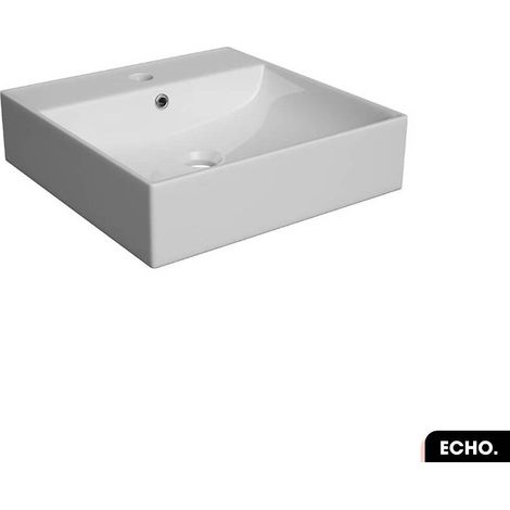Vasque à poser avec siphon OFFERT ECHO Blanc 40 × 10 × 40 (1/3)