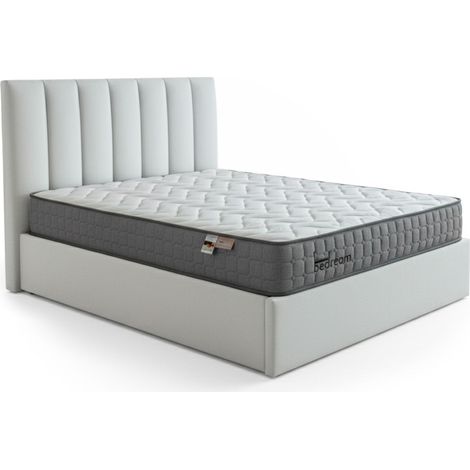 Pack Lit-coffre Songe + Matelas Bedream 140x190cm Velours Argent (1/5)