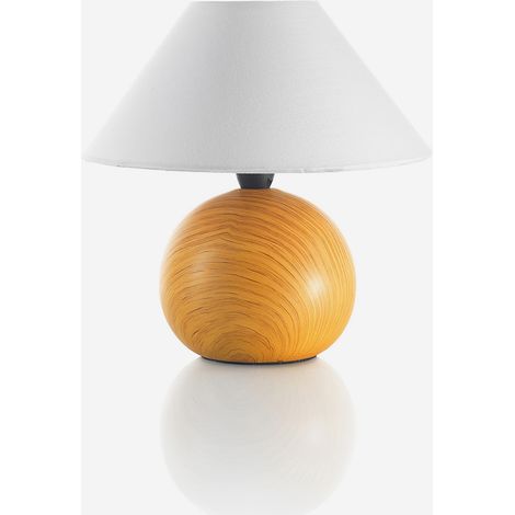 Lampada da tavolo in ceramica con paralume in tessuto Eclissa - Legno Naturale