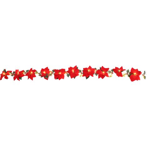 Guirlandes lumineuses LED, guirlandes lumineuses à fleurs rouges en velours, guirlandes lumineuses en forme de couronne, décorations extérieures, étanches, boîtier à piles, décorations de jardin. (1/3)