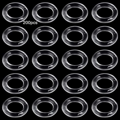 100 anneaux de rideaux et accessoires pour stores romains en PVC transparent de 13 mm