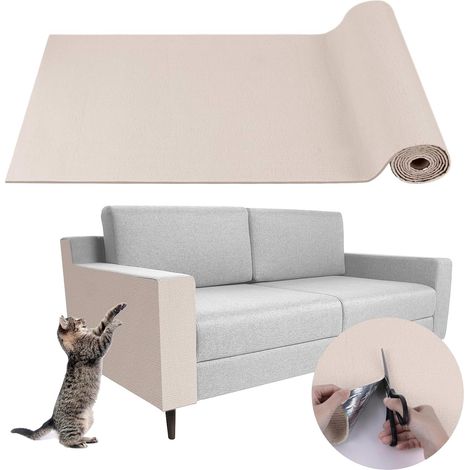Tapis griffoir pour Chat adhésif Tapis grattoir Protection canape Chat Anti Griffe (Beige, 40×200cm) (1/5)