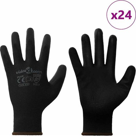 Gants de Travail 24 pcs Noir 8 / m Polyester (1/5)